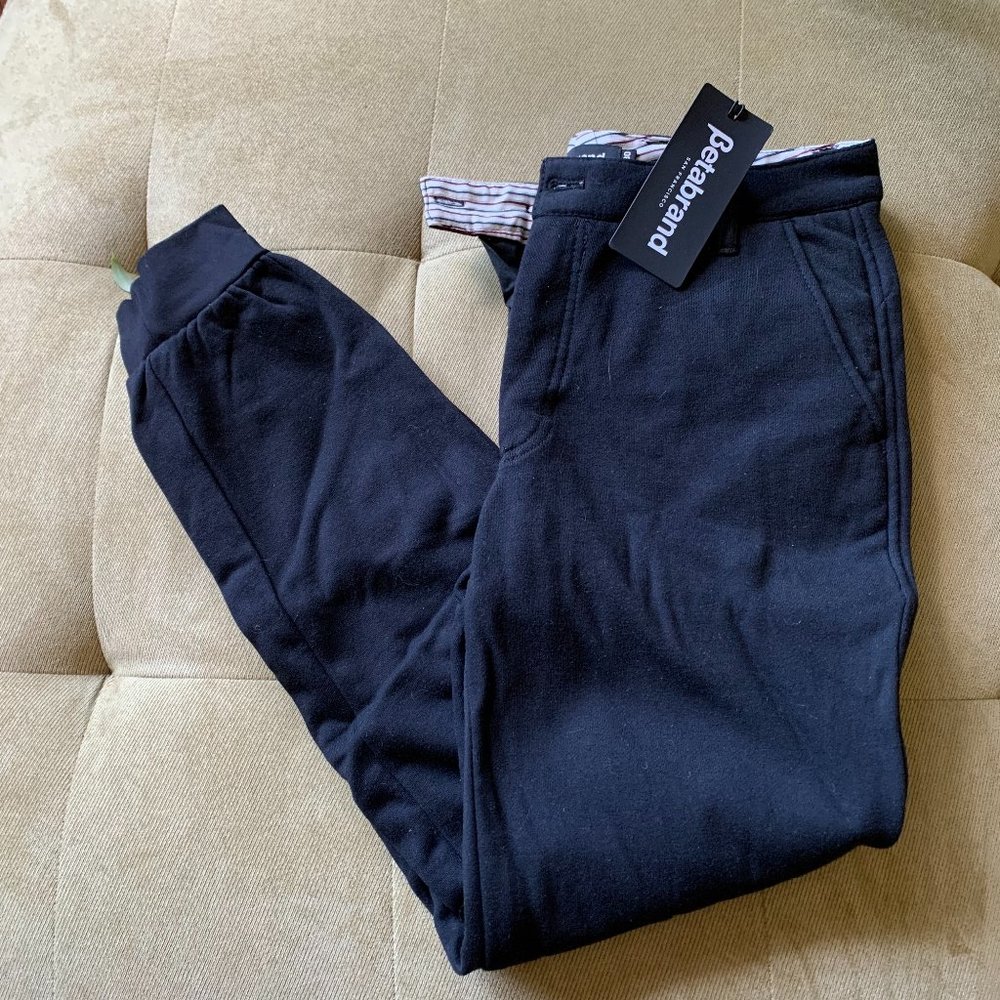 Betabrand Men's Dress Pant Sweat Pants, Black, 30x30